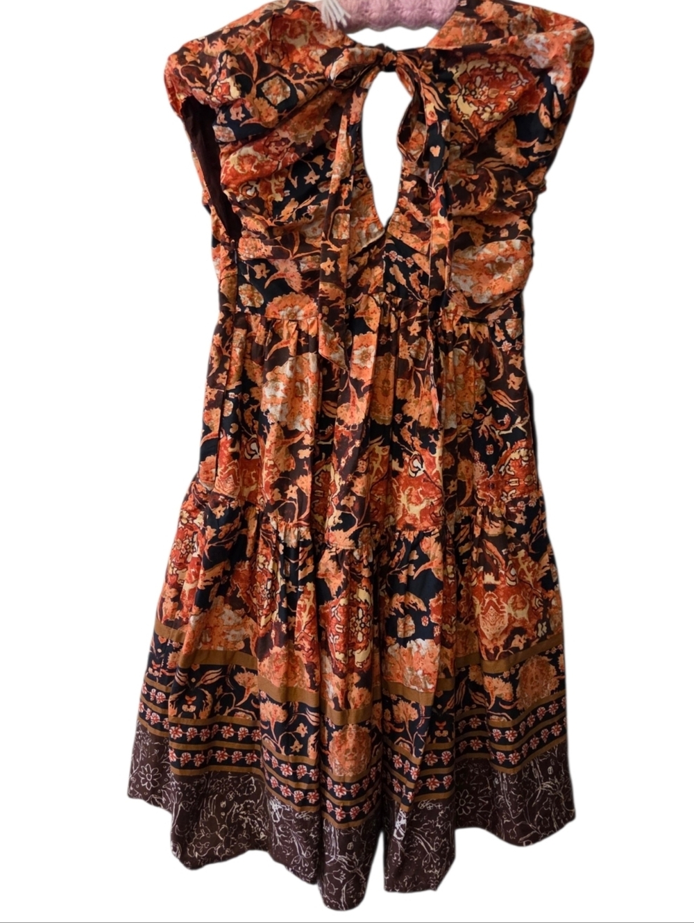 Rust Floral V‑Neck Tiered Midi Dress - Picture 6 of 6